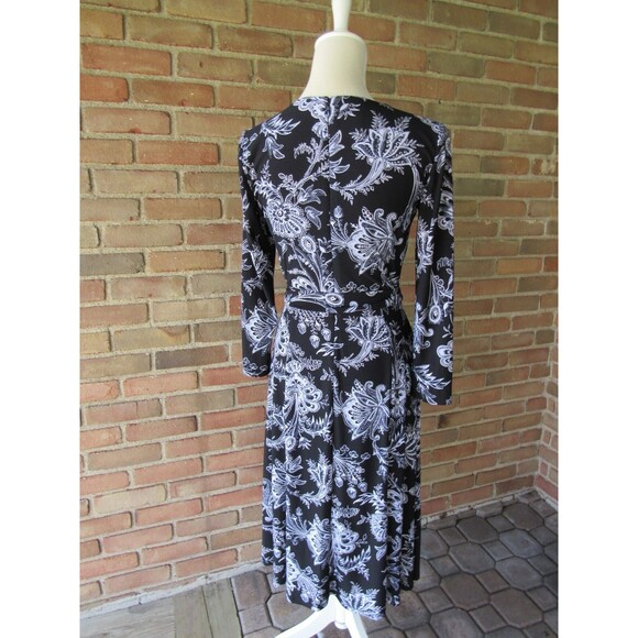 Anne Klein Paisley Midi Dress Size 4 Floral 3/4 Sleeve Jersey Tie Waist Wrap - Picture 3 of 16